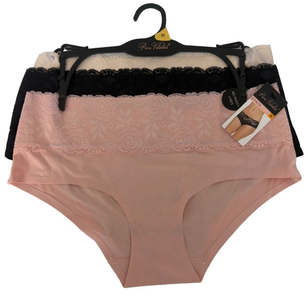 Prima Valentina Women's 3 Pack hipster panties No Panty Lines Size M New